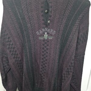 Men's Knit Sweater - Deep Purple and Black